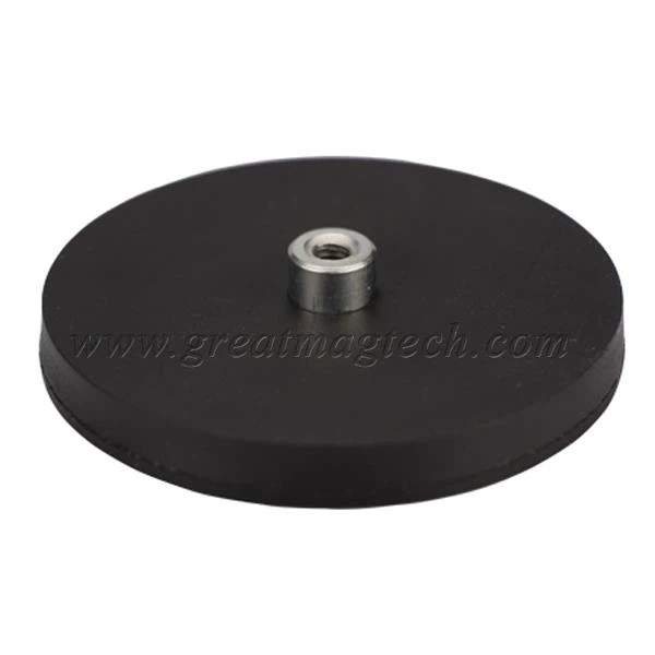 Rubber coated magnetic base with internal thread